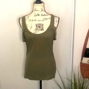 Moda International Cold Shoulder Green top size Medium